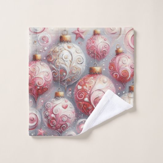 Whimsical Impressionistische Kerstversieringen Roz Bad Handdoek (Wasdoekje)
