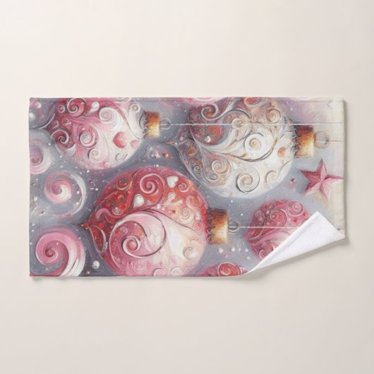 Whimsical Impressionistische Kerstversieringen Roz Bad Handdoek (Handdoek)