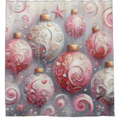 Whimsical Impressionistische Kerstversieringen Roz Douchegordijn (Voorkant)