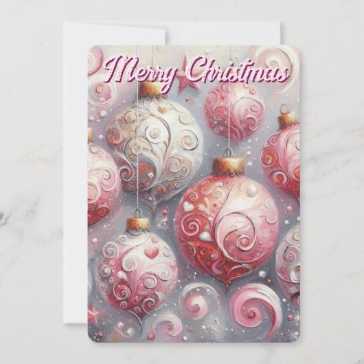 Whimsical Impressionistische Kerstversieringen Roz Feestdagenkaart (Voorkant)