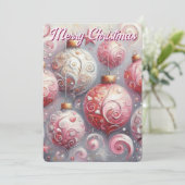 Whimsical Impressionistische Kerstversieringen Roz Feestdagenkaart (Staand voorkant)