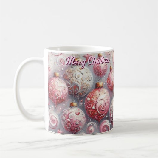 Whimsical Impressionistische Kerstversieringen Roz Koffiemok (Links)