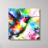 Whimsical Impressionistische Kleurrijke Kolibrie Canvas Afdruk (Voorkant)