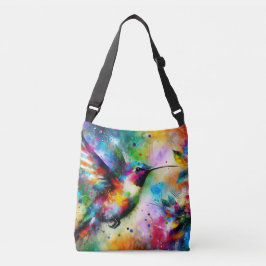 Whimsical Impressionistische Kleurrijke Kolibrie Crossbody Tas