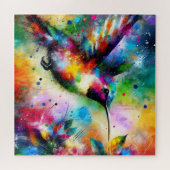 Whimsical Impressionistische Kleurrijke Kolibrie Legpuzzel (Horizontaal)