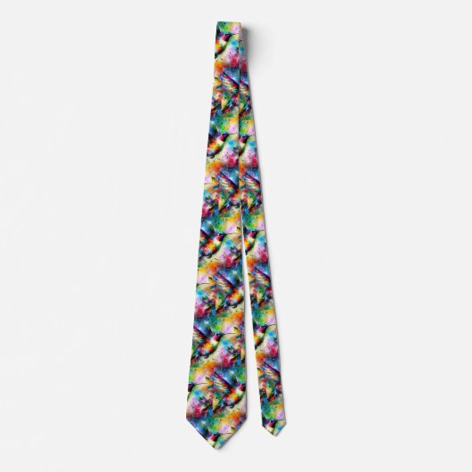 Whimsical Impressionistische Kleurrijke Kolibrie Stropdas (Voorkant)