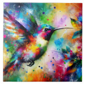 Whimsical Impressionistische Kleurrijke Kolibrie Tegeltje (Voorkant)