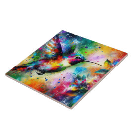 Whimsical Impressionistische Kleurrijke Kolibrie Tegeltje