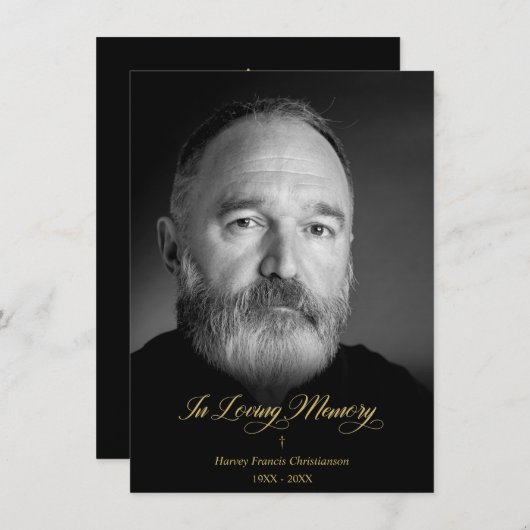 Whimsical In Loving Memory Photo Funeral Service Notitiekaartje (Voorkant / Achterkant)