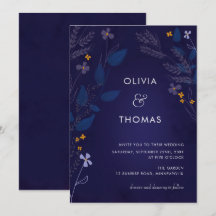 Whimsical Indigo Honey Illustration Flora Wedding
