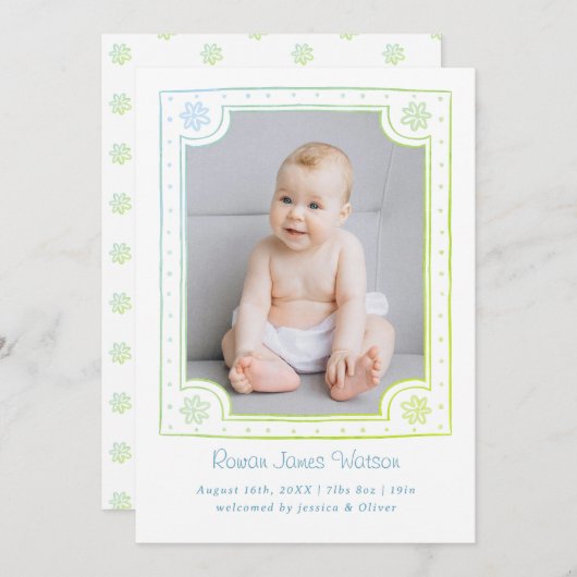 Whimsical ingelijste foto speels ontwerp aankondiging (Voorkant / Achterkant)