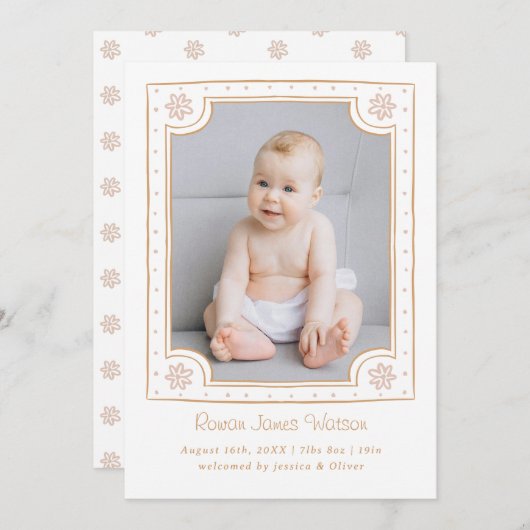 Whimsical ingelijste foto speels ontwerp aankondiging (Voorkant / Achterkant)