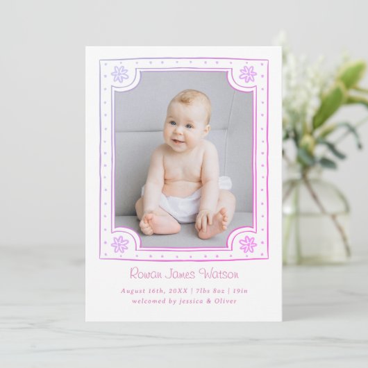 Whimsical ingelijste foto speels ontwerp aankondiging (Staand voorkant)