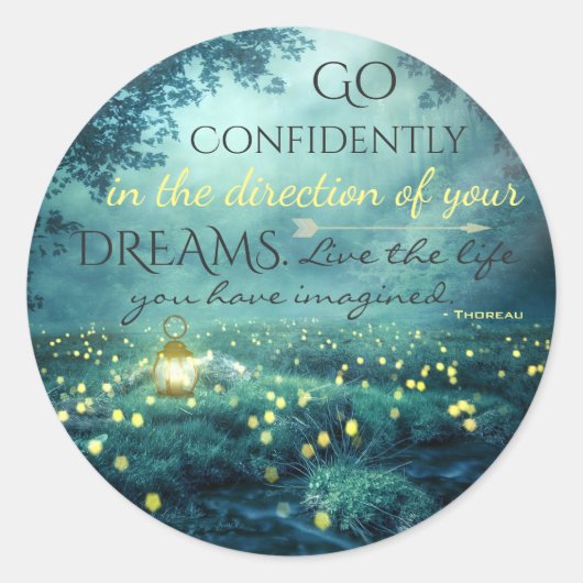 Whimsical Inspirating Dreams Quote Ronde Sticker (Voorkant)
