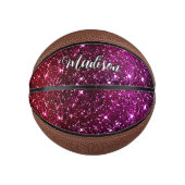 Whimsical iridescent roze Glitter monogram Basketbal (Voorkant)