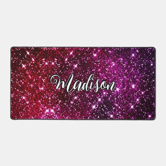 Whimsical iridescent roze Glitter monogram Bureaumat (Voorkant)