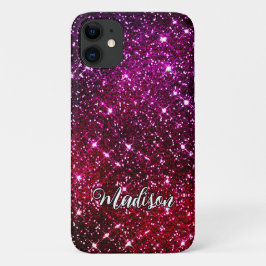 Whimsical iridescent roze Glitter monogram Case-Mate iPhone Case