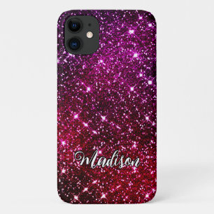 Whimsical iridescent roze Glitter monogram Case-Mate iPhone Case
