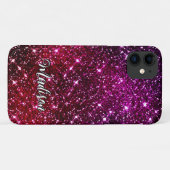 Whimsical iridescent roze Glitter monogram Case-Mate iPhone Case (Achterkant (horizontaal))
