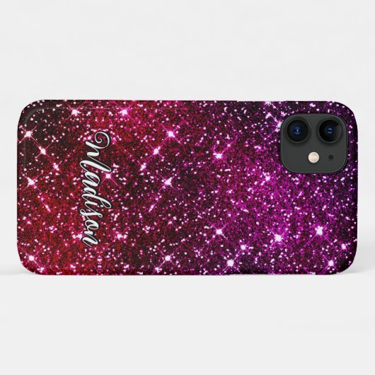 Whimsical iridescent roze Glitter monogram Case-Mate iPhone Case (Achterkant (horizontaal))