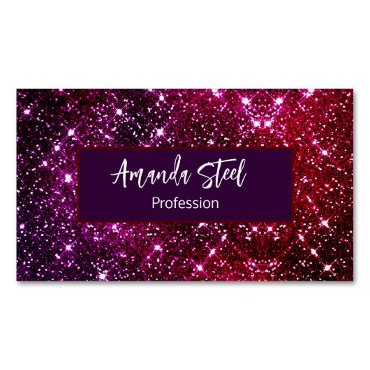 Whimsical iridescent roze Glitter monogram Magnetisch Visitekaartje (Voorkant)