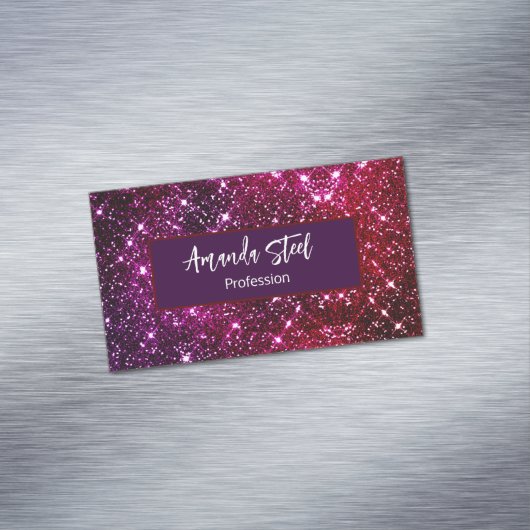 Whimsical iridescent roze Glitter monogram Magnetisch Visitekaartje (Voorbeeld)