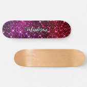 Whimsical iridescent roze Glitter monogram Persoonlijk Skateboard (Horizontaal)