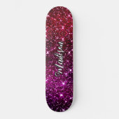 Whimsical iridescent roze Glitter monogram Persoonlijk Skateboard (Voorkant)