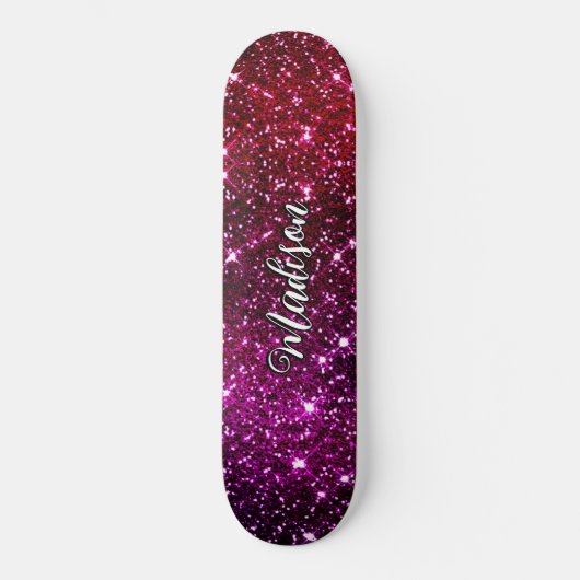 Whimsical iridescent roze Glitter monogram Persoonlijk Skateboard (Voorkant)