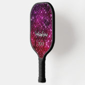 Whimsical iridescent roze Glitter monogram Pickleball Paddle (Links)