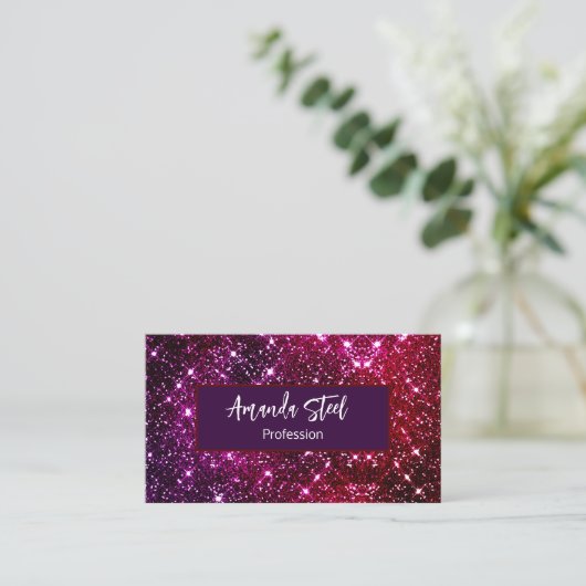 Whimsical iridescent roze Glitter monogram Visitekaartje (Staand voorkant)