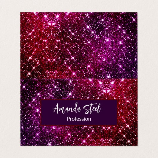 Whimsical iridescent roze Glitter monogram Visitekaartje (Buitenkant ongevouwen)