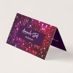 Whimsical iridescent roze Glitter monogram Visitekaartje