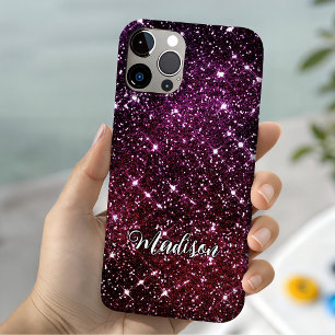 Whimsical iriserende roze Glitter-monogram Case-Mate iPhone Case