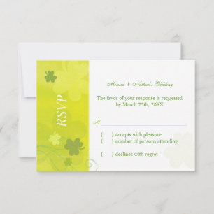 Whimsical Irish Green Shamrocks Weddenschap RSVP