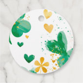 Whimsical Irish Lucky Green Shamrock Baby shower Bedankjes Labels (Achterkant)