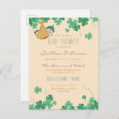 Whimsical Irish Thmed Shamrock Baby shower Uitnodiging Briefkaart (Voorkant / Achterkant)