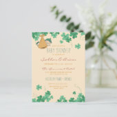 Whimsical Irish Thmed Shamrock Baby shower Uitnodiging Briefkaart (Staand voorkant)