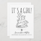 Whimsical is een Girl Birth Announcement White (Voorkant / Achterkant)