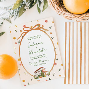 Whimsical Italiaans Citrus Bruiloft Kaart
