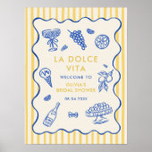 Whimsical Italiaans La Dolce Vita Bruiloftsfeest Poster (Voorkant)