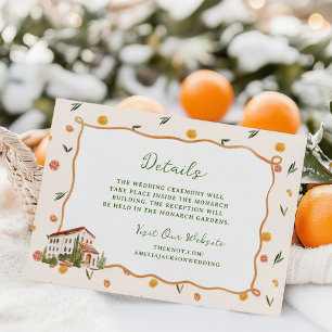 Whimsical Italiaanse citrus bruiloft details RSVP Kaartje