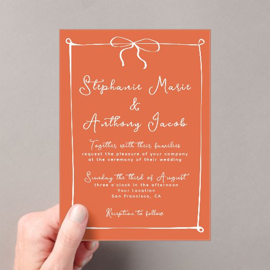 Whimsical Italiaanse zonsondergang met witte boog  Acryl Uitnodigingen (Insitu (Draagbaar))