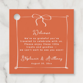 Whimsical Italiaanse zonsondergang met witte boog Bedankjes Labels