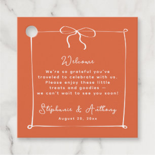Whimsical Italiaanse zonsondergang met witte boog Bedankjes Labels