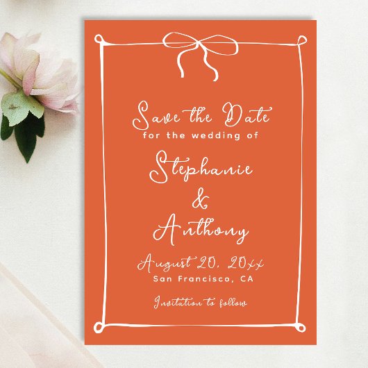 Whimsical Italiaanse zonsondergang met witte boog Save The Date