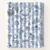 Whimsical Italian Food Illustration Blue Recipe Notitieboek (Achterkant)