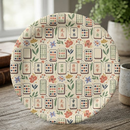 Whimsical Ivoor Botanische Aquarel Mahjong Papieren Bordje