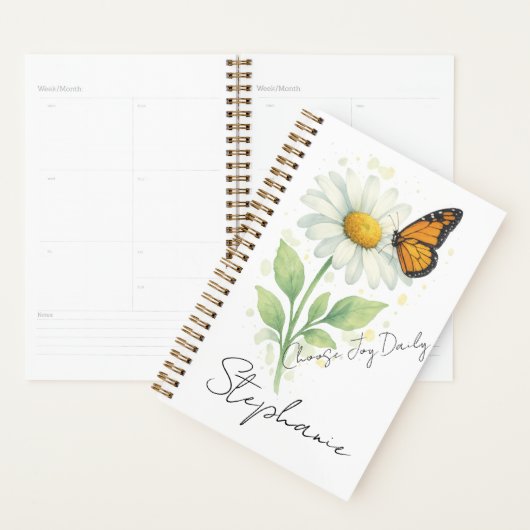 Whimsical Ivory Daisy Monarch Vreugde Planner (Display)