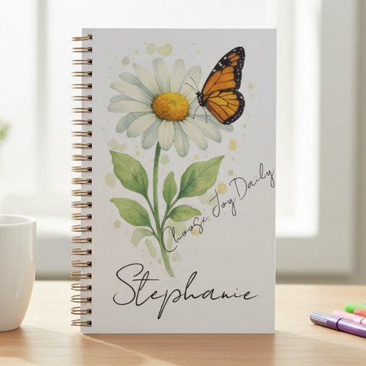Whimsical Ivory Daisy Monarch Vreugde Planner